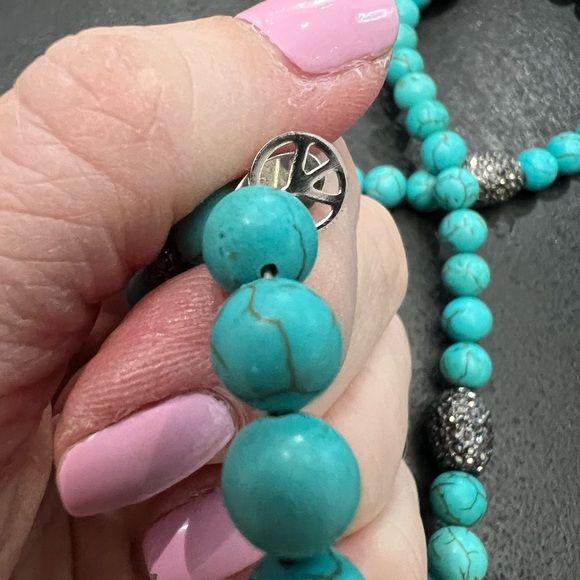 ☮️🩵Hip Chik🩵☮️Turquoise Beaded Tassel Necklace - Picture 6 of 9